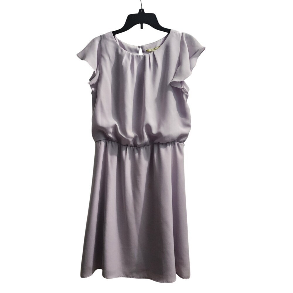 Gianni Bini Lavender Dress Ruffle Sleeve‎ Elastic Waist Casual Size L